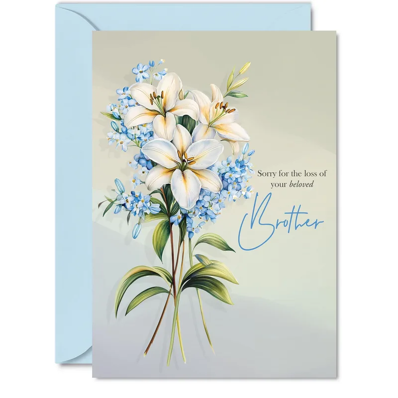 Sympathy for Loss of Brother Card with White Lilies