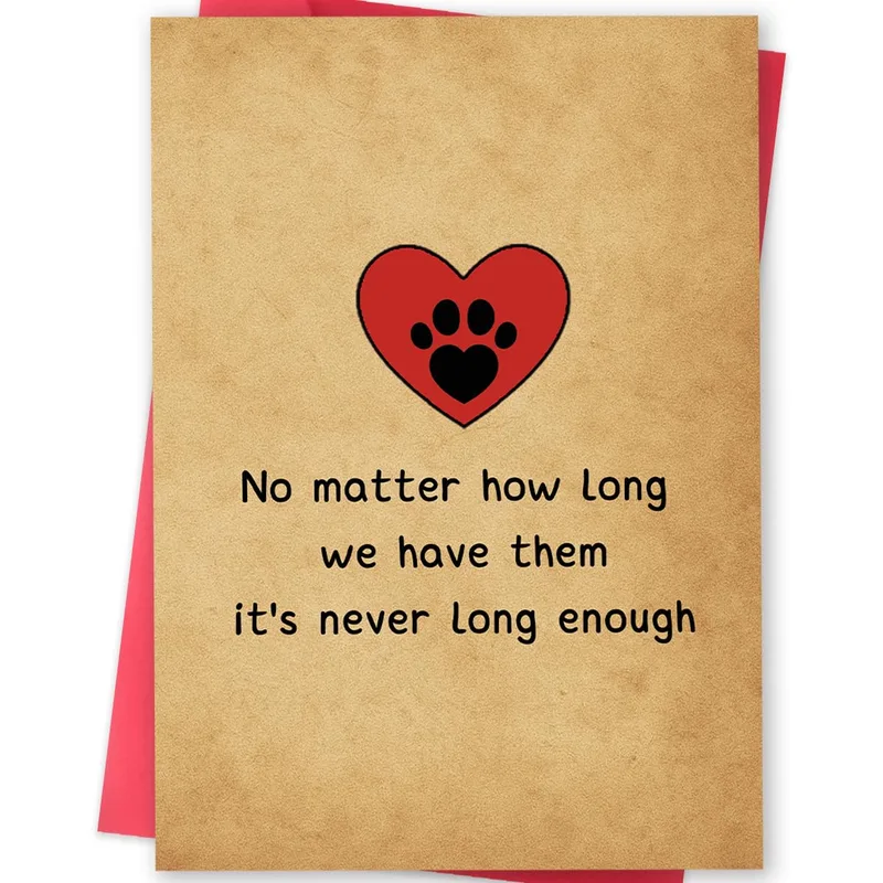 No Matter How Long Card: a paw print heart for pet loss