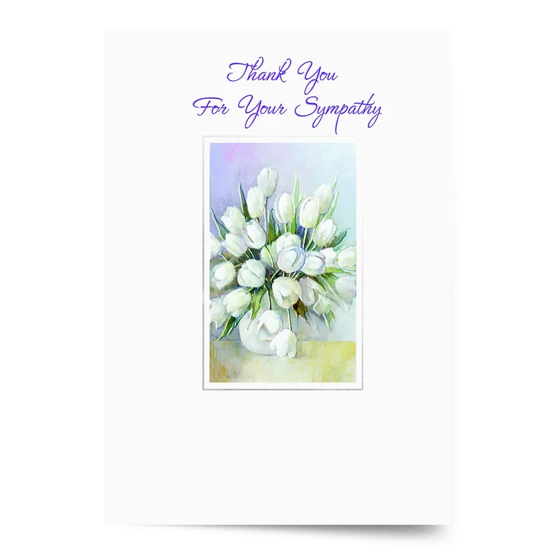 Sympathy Thank You Card with White Tulips in a Vase