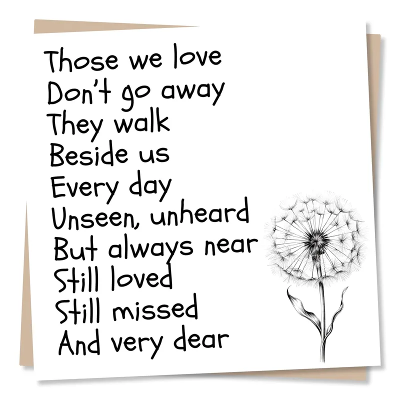 Sympathy Dandelion Card: A Gentle Verse for Lost Loved Ones