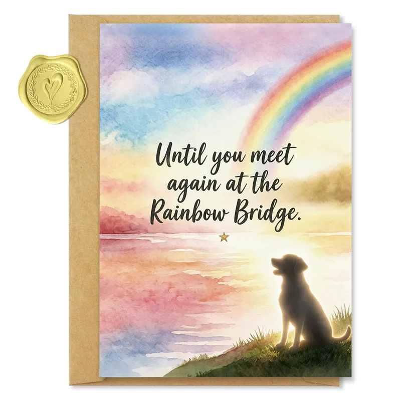 Rainbow Bridge Dog Card for a Loving Memory