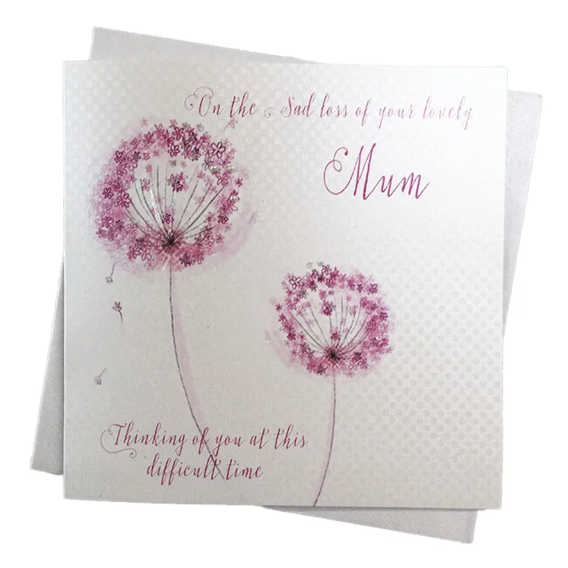 Loss of Mum Card: Pink Dandelion Sympathy Design