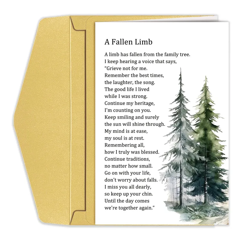 Family Tree Sympathy Card with Watercolor Pines