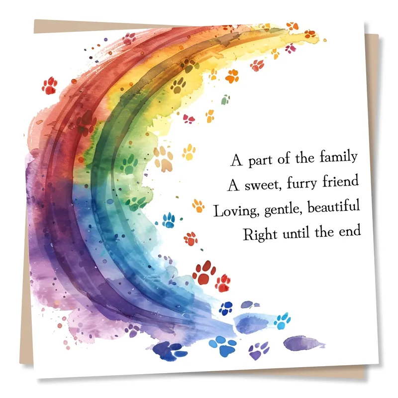 A part Card for Losing a Beloved Pet, Rainbow Design