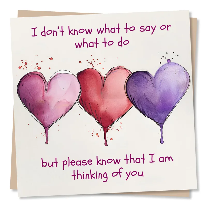 Sympathy Hearts Card with Watercolor Hearts and a Caring Message