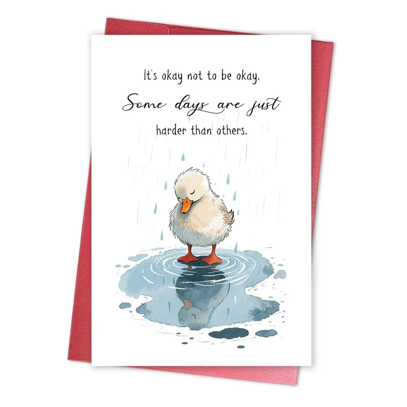 Okay Not to Be Okay Card: A Duckling in the Rain