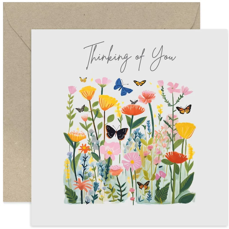 Butterfly Garden Card: Thinking of You Floral Meadow