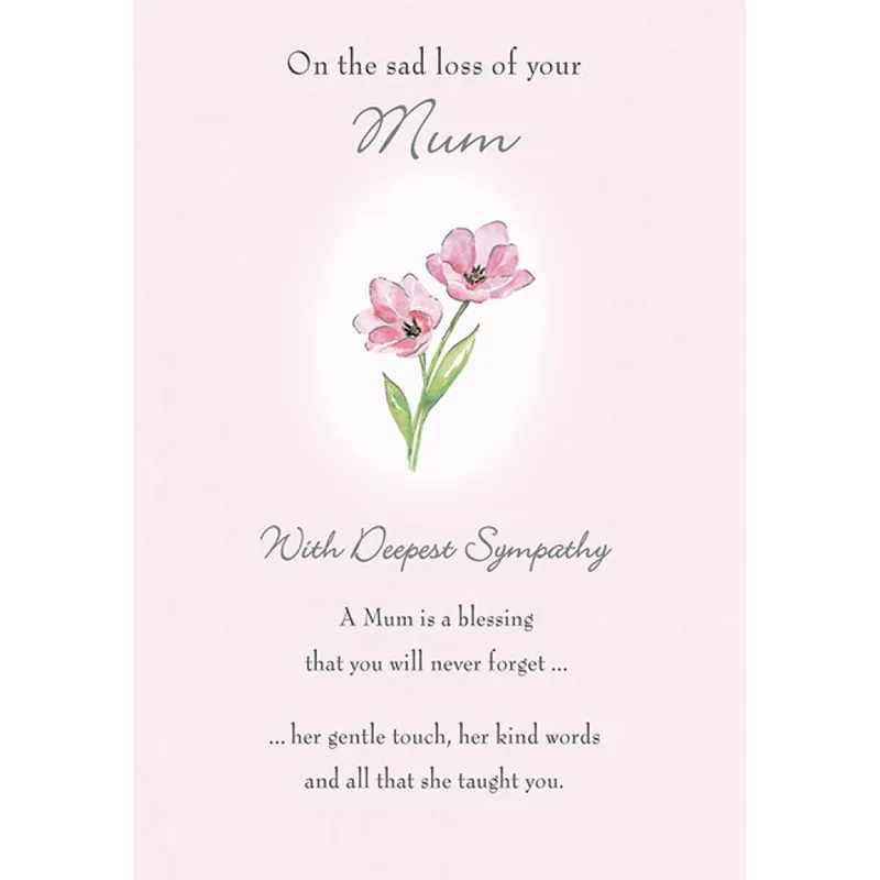 Condolence for Losing Mum Card with Pink Tulips