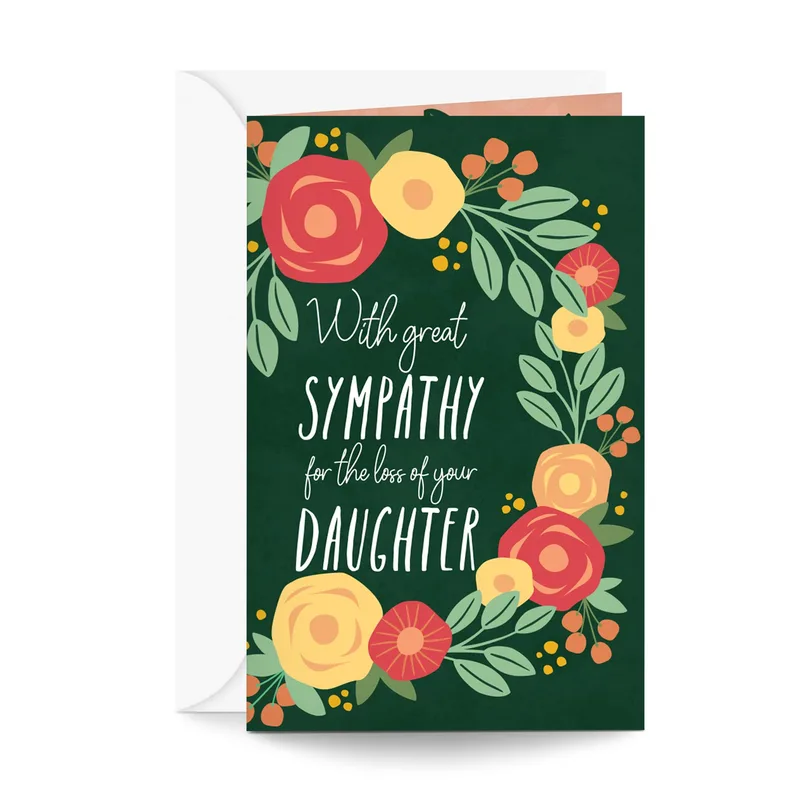 Sympathy for Loss of Daughter Card with Floral Wreath