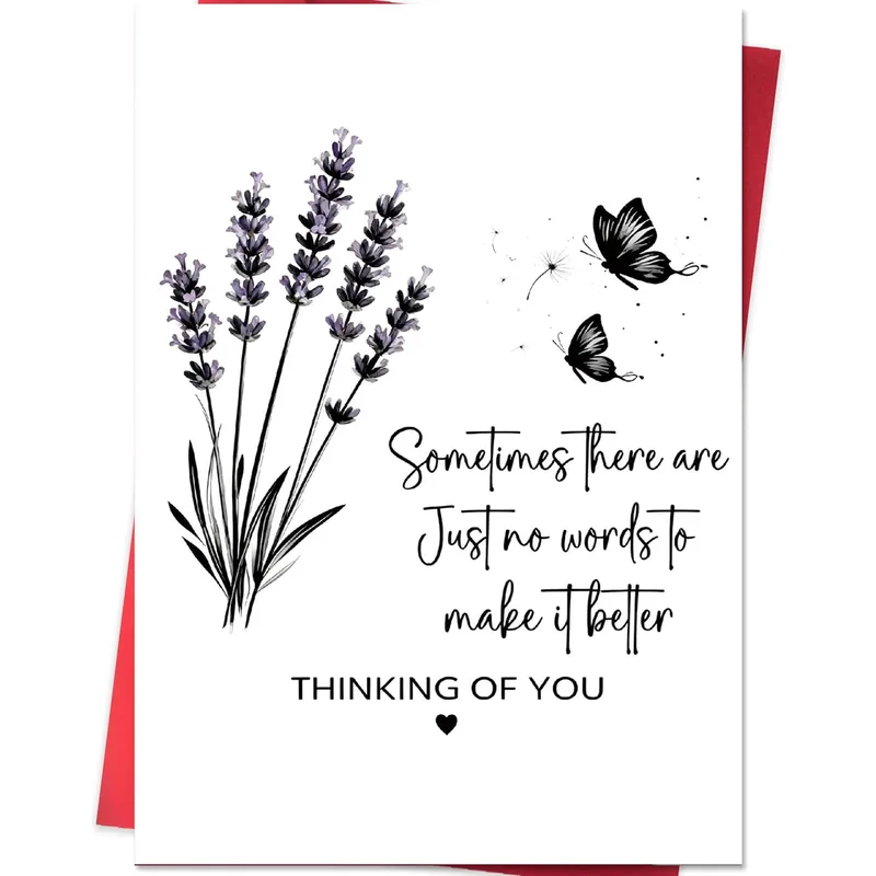 Lavender Sympathy Card: Thinking of You in Soft Ink