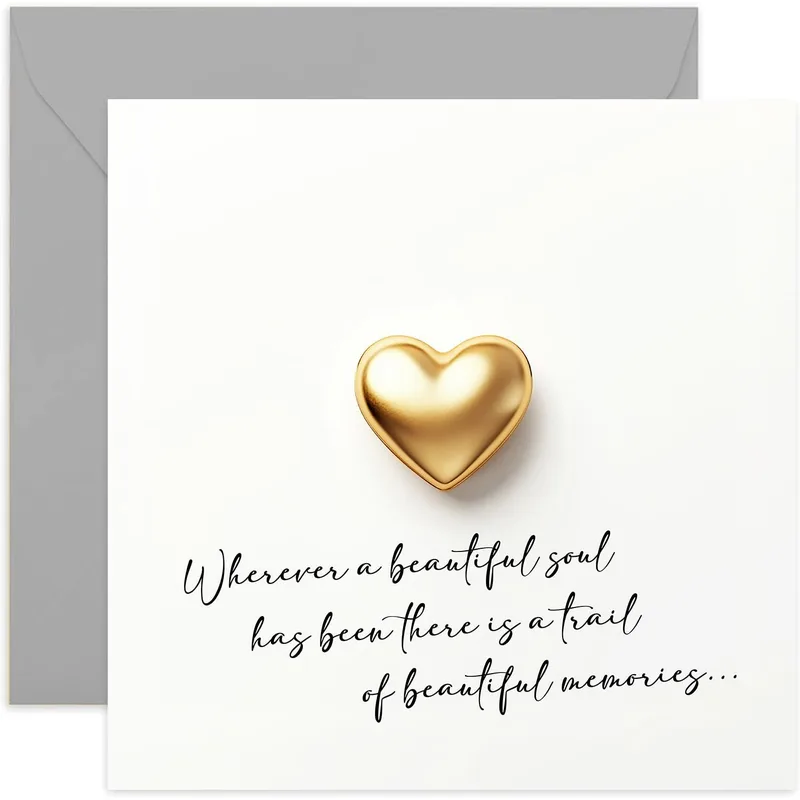 Gold Heart Minimalist Card for a Loving Farewell