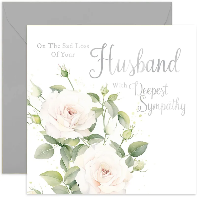 Deepest Sympathy White Roses Card for Your Loss