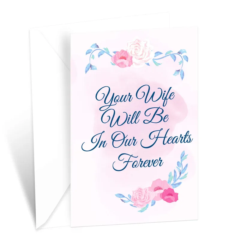 Sympathy for Loss of Wife Card with Pink Roses
