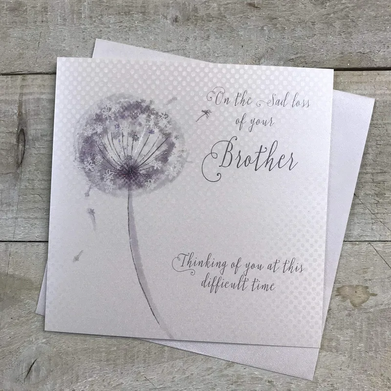 Sympathy for Brother Card with a Purple Dandelion Seedhead