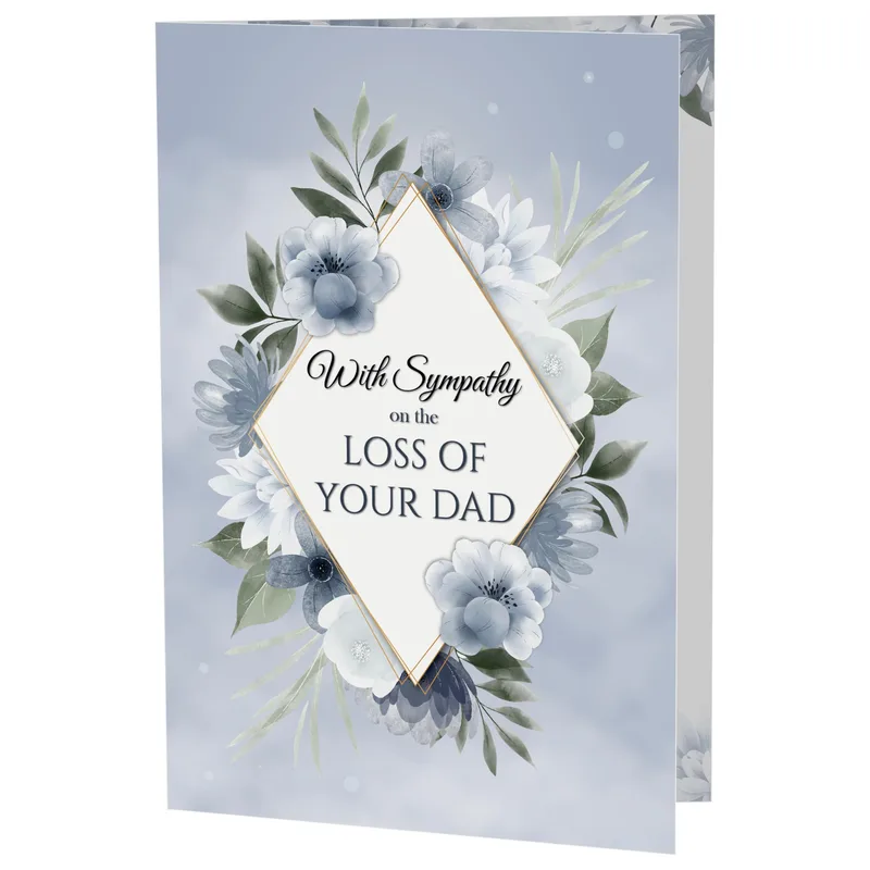 Condolence for Losing Father Card: Blue Floral Sympathy Card