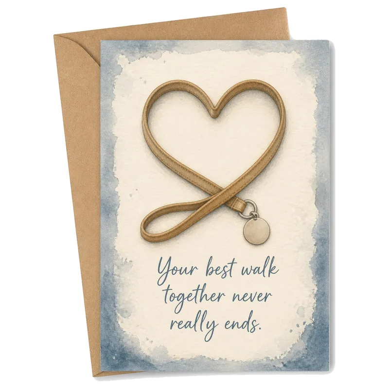 Your best walk together Card: a leash shaped like a heart