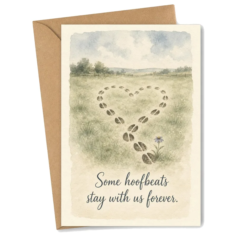Horse Memorial Card: Hoofprints That Stay Forever