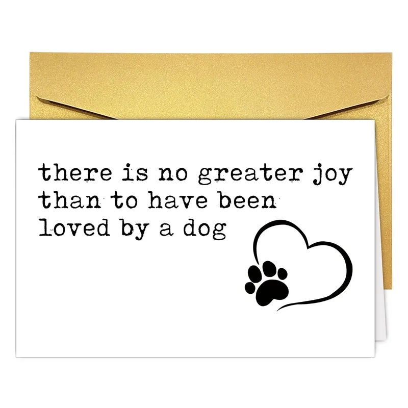 Loved by a Dog Card – Typewriter text: there is no greater joy than to have been loved by a dog – Greeting Card in black