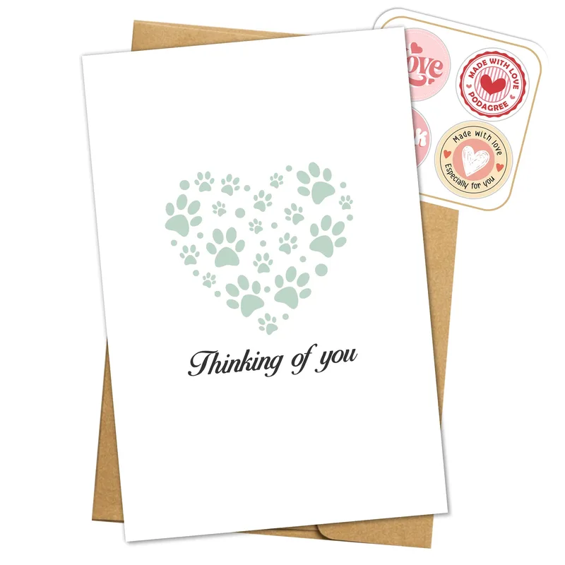 Paw Print Heart Card for Thinking of You Moments