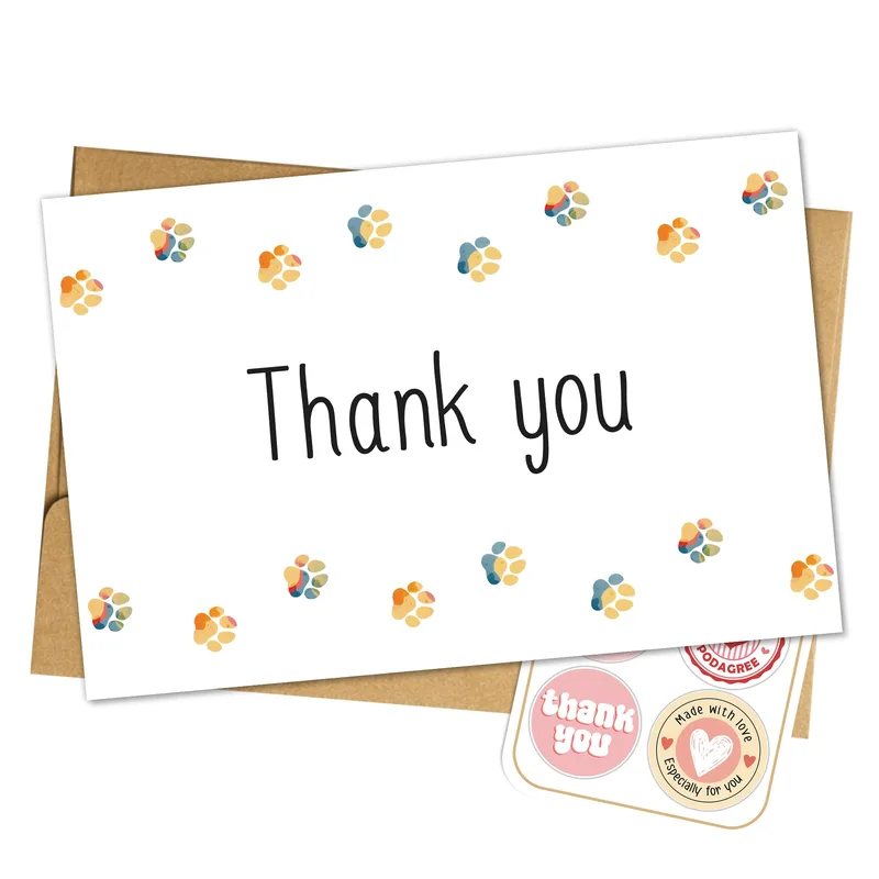 Pet Owner Thank You Card with Watercolor Paw Prints