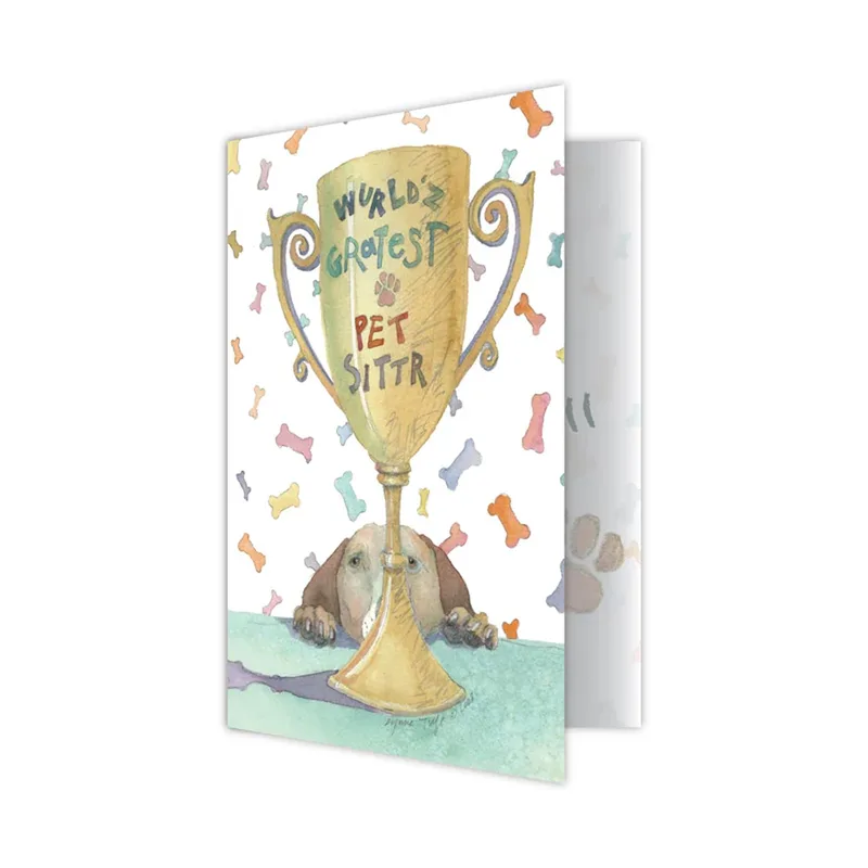 Dog Sitter Appreciation Card with a Golden Trophy Joke