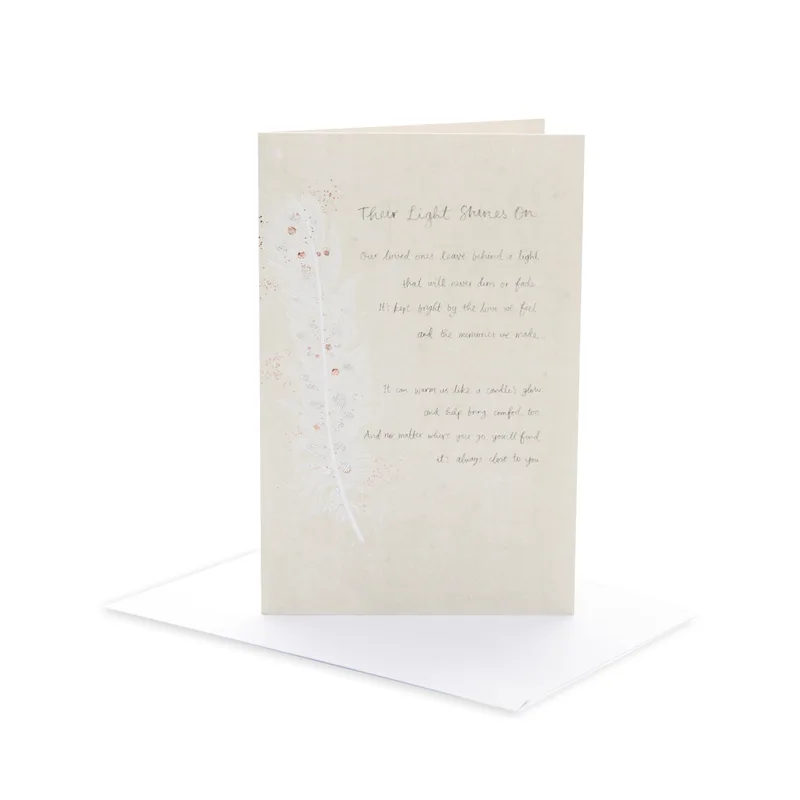 Condolence Remembrance Card Featuring a White Feather