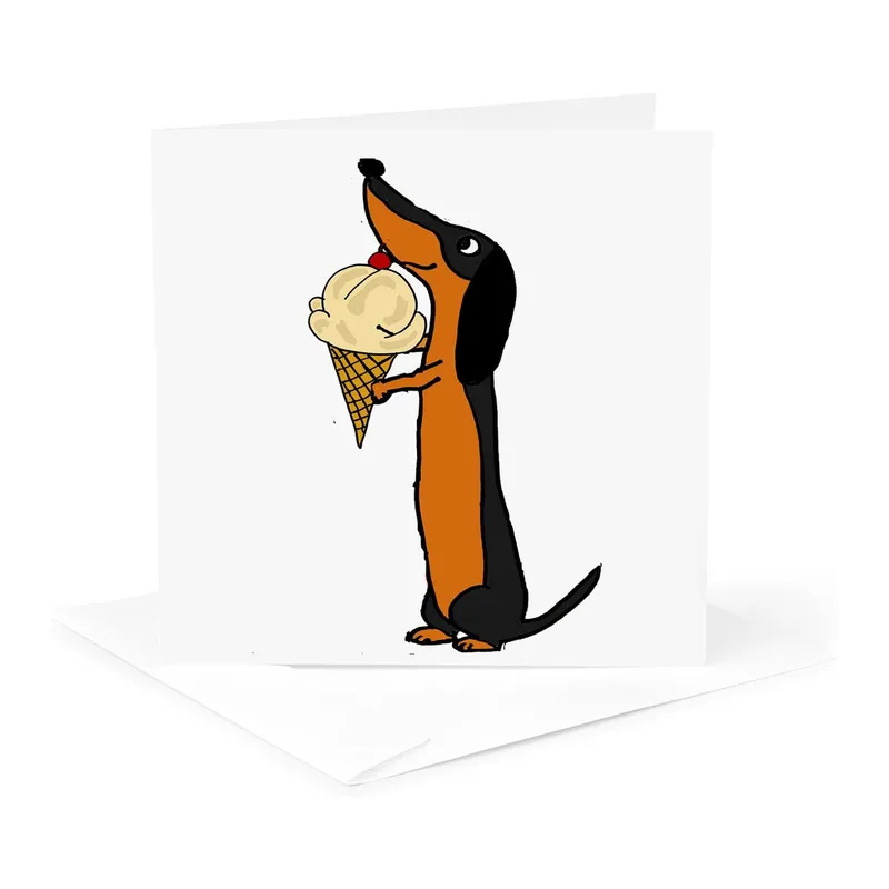 Dachshund Ice Cream Card for Sweet Thank Yous