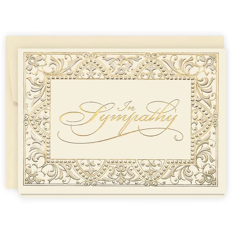 Gold Filigree Sympathy Card for Quiet Condolences
