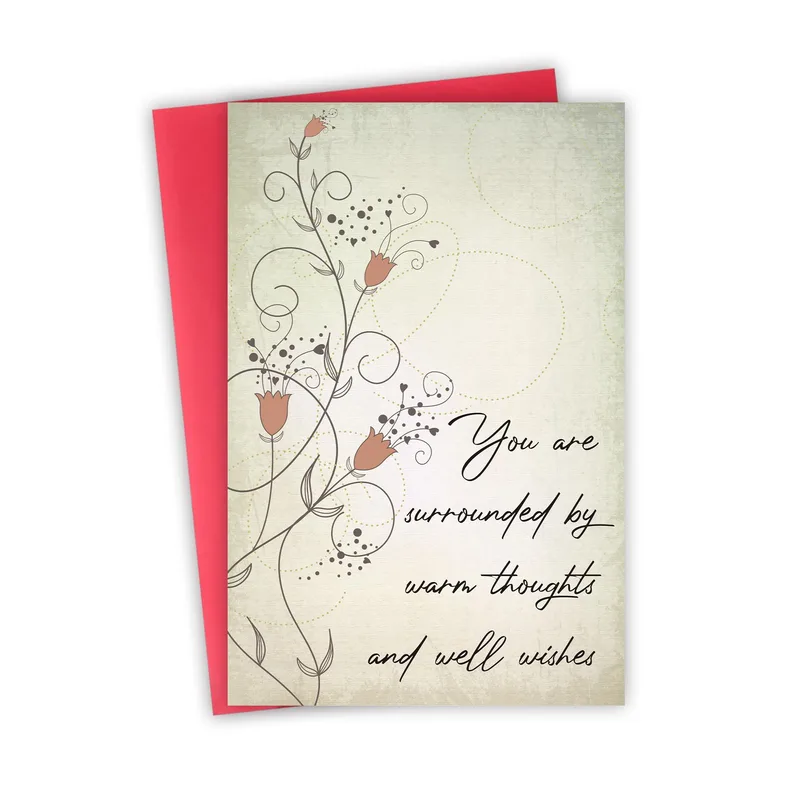 Warm Thoughts Card with a Floral Vine Design