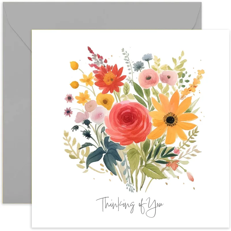 Watercolor Flower Bouquet Card for Someone You Miss