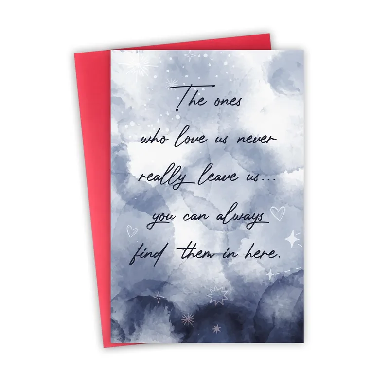 Sympathy Remembrance Card: Blue Watercolor Sky with a Tender Line