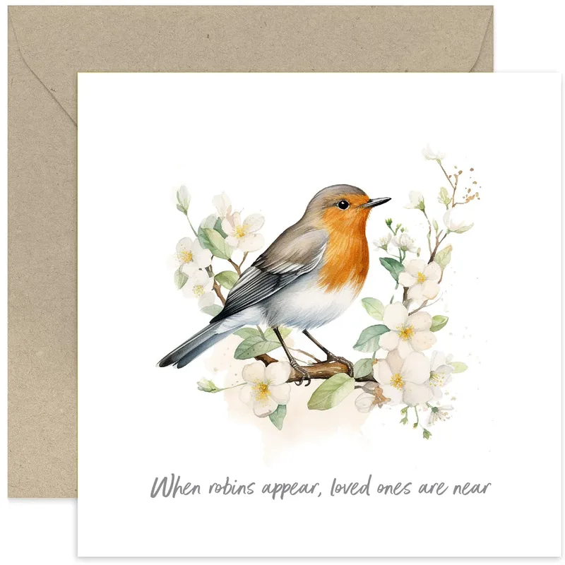 Robin Sympathy Card: Watercolor Comfort for Grief