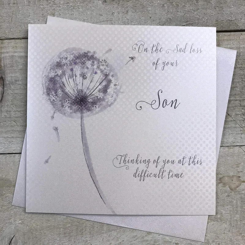 Loss of Son Sympathy Card with a Purple Dandelion