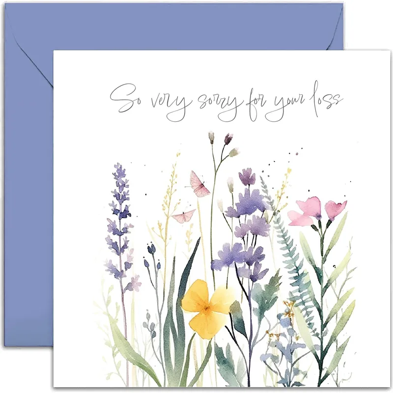 Sympathy Wildflower Card: Soft Watercolor Meadow for Loss