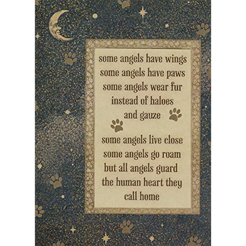 Pet Angel Card – Greeting card with verse some angels have wings, some angels have paws – Greeting Card in black