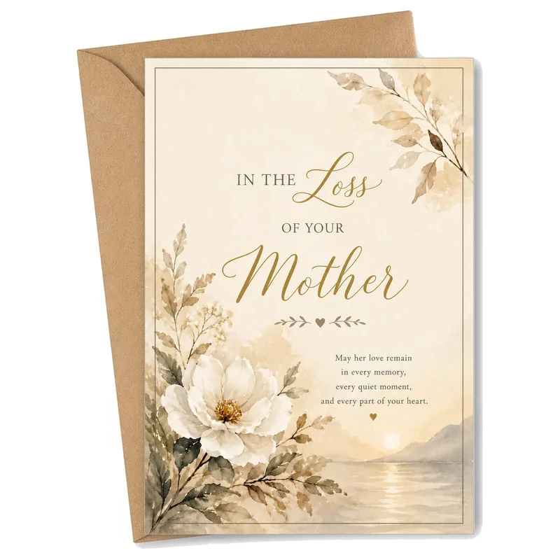 Condolence for Mother Loss Card: Soft Watercolor Peony Design