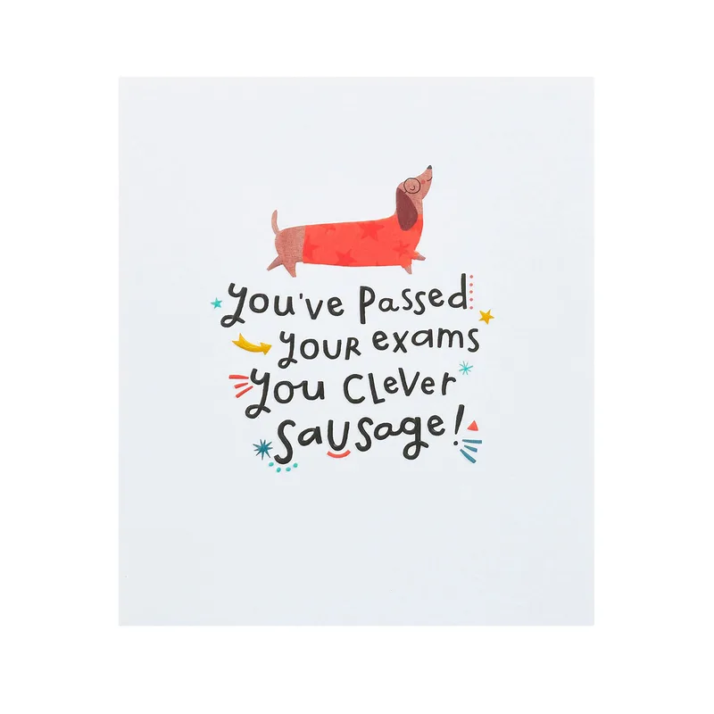 You've Passed Your Exams Card: Sausage Dog Cheer