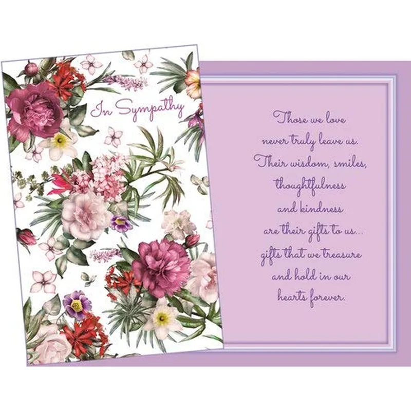 In Sympathy Card with Pink Floral Bouquet and Heartfelt Verse