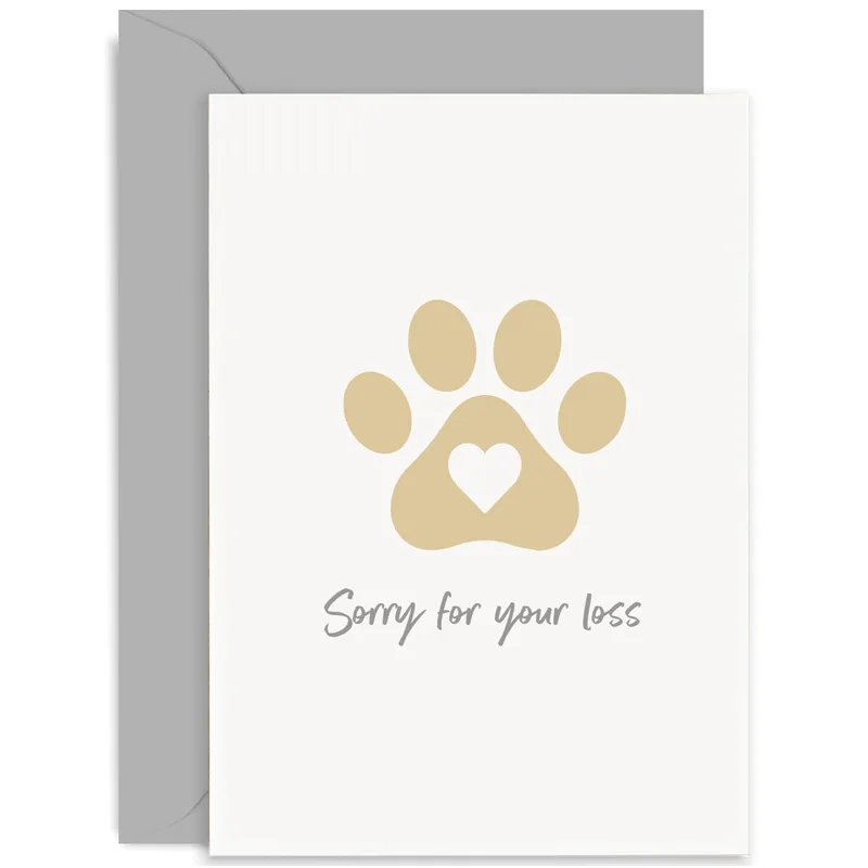 Sorry for Your Loss Card for a Pet Owner, Tan Paw Print Heart