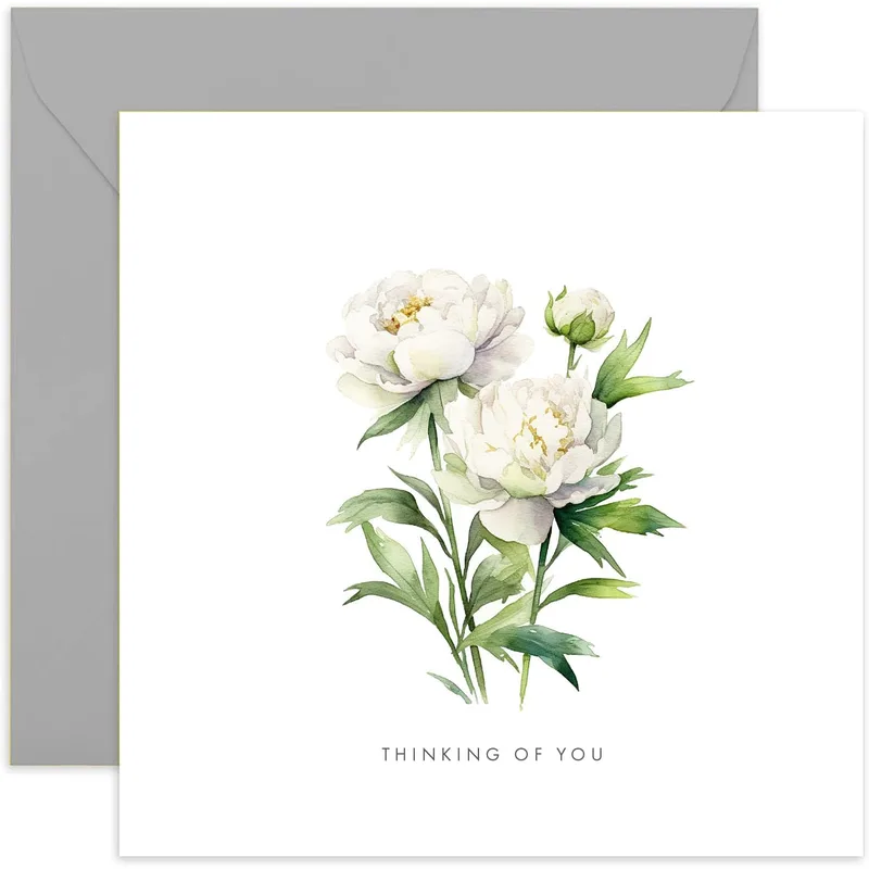 White Peonies Card for Thinking of You Moments