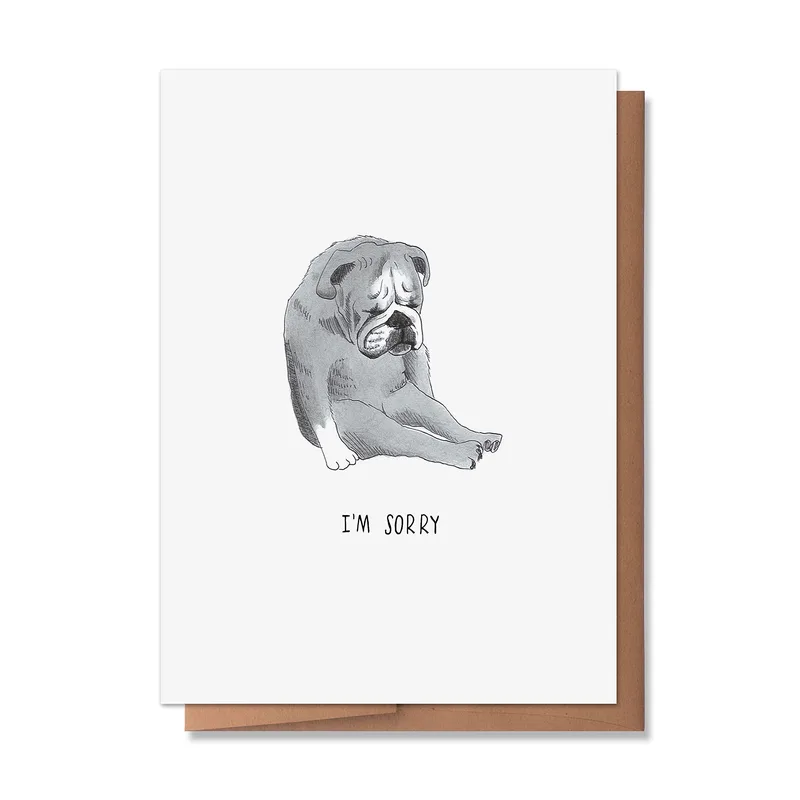 Sorry Bulldog Card: A Droopy Apology Greeting