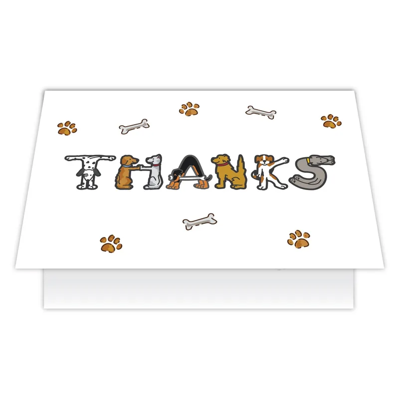 Thanks Dog Lover Card with Cartoon Dogs Spelling THANKS