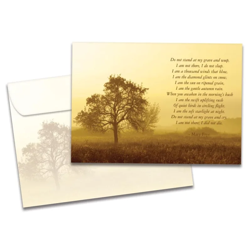 Sympathy Poem Card: Sepia Tree In Fog