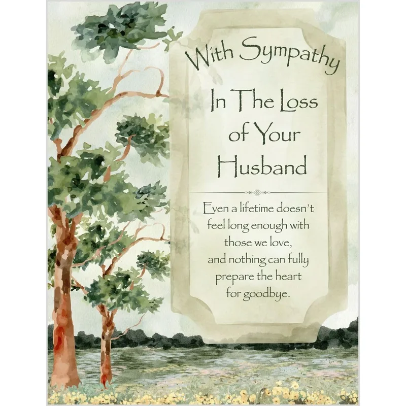Sympathy Loss of Husband Card features watercolor trees