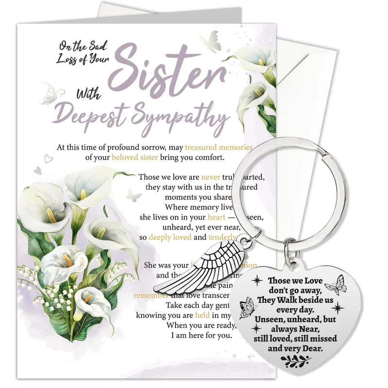 Sister Sympathy Card with Calla Lily Florals