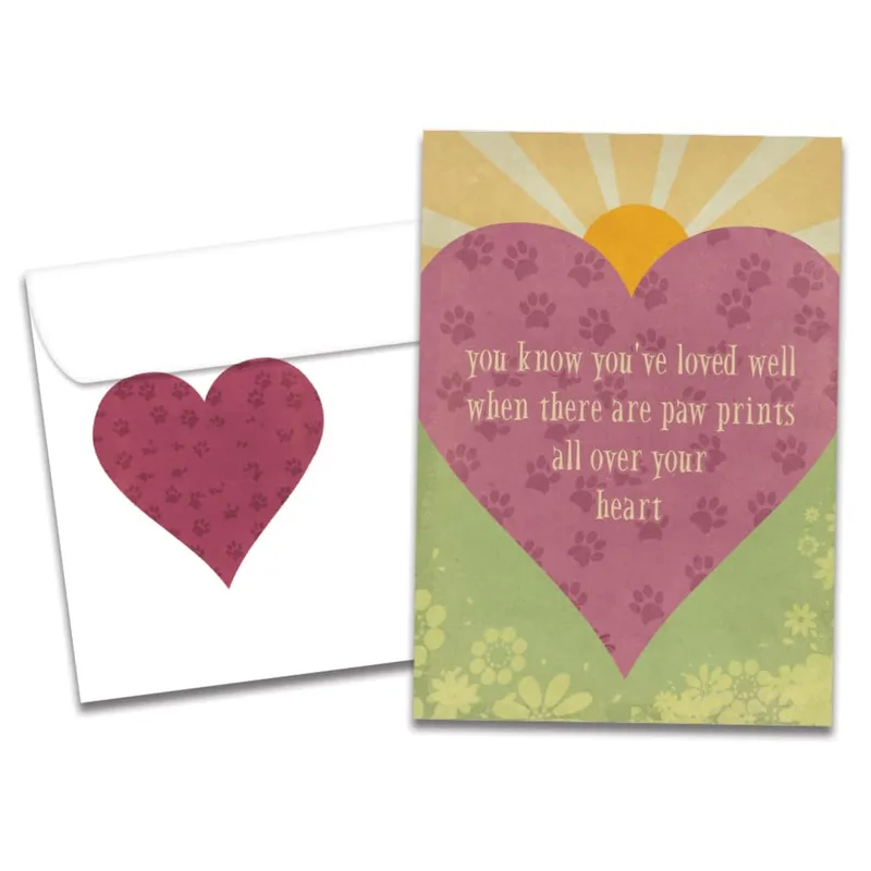 Paw Prints on My Heart Card for Pet Loss Sympathy