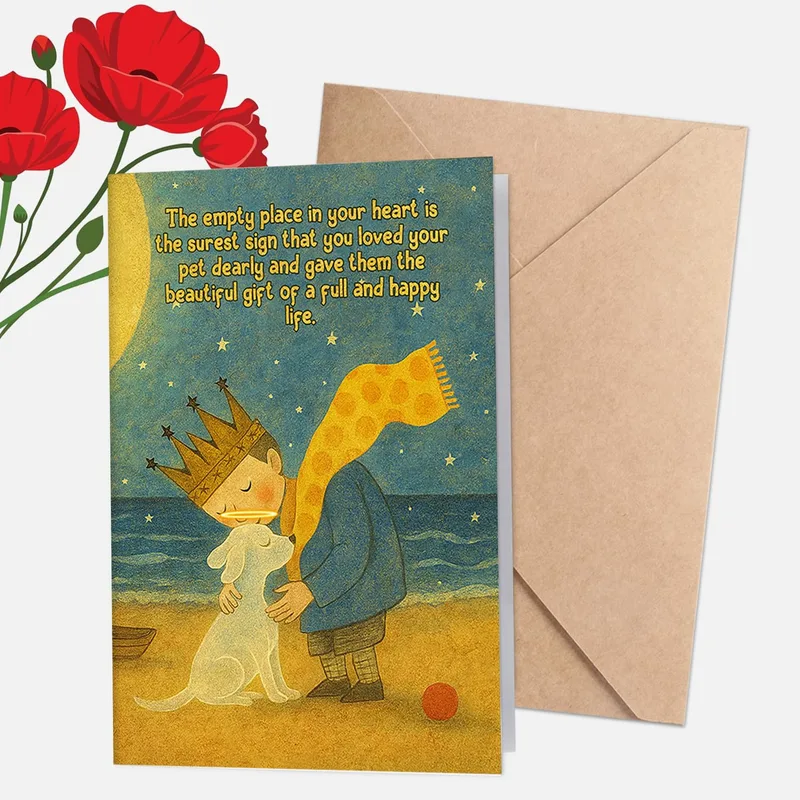 Blue Storybook Boy Card for Grieving Pet Owners