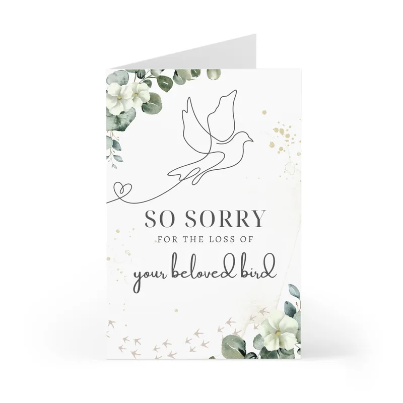 Bird Loss Sympathy Card with a Line Art Dove