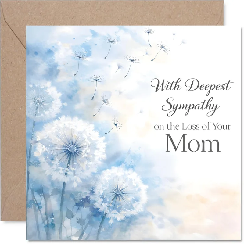 Sympathy for Loss of Mom Card with Blue Dandelions