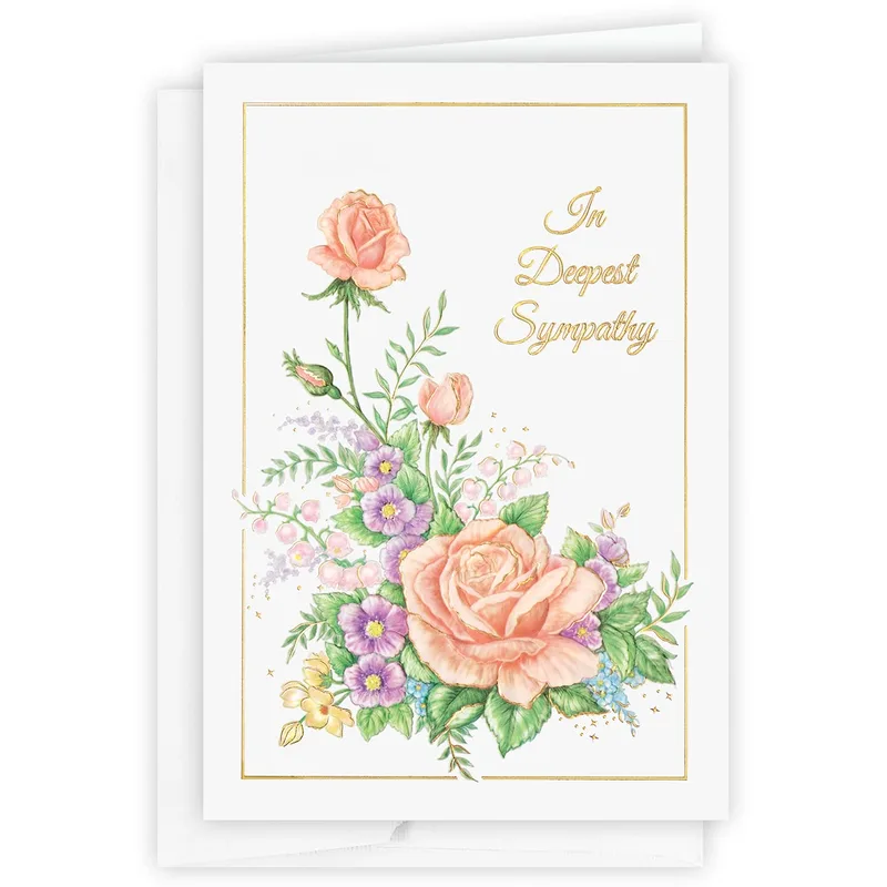 Peach Roses Sympathy Card for Gentle Condolences
